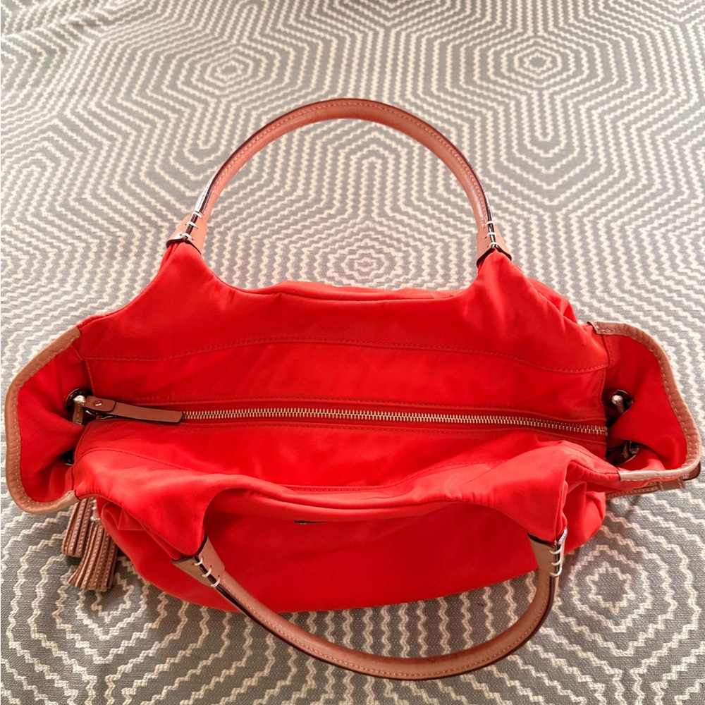 Kate Spade Nylon Orange Tote with Tan Leather Accents - Picture 8 of 15